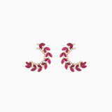 Earring Pair with Marquise Cut Ruby and Round Cut Diamond - WDN536