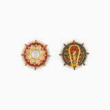 Earring Pair with Uncut Polki Diamond and Pearls-KME1881