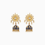 Jhoomki Pair with Blue Meena Uncut Polki Diamond and Pearl-KME1841