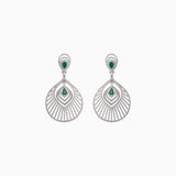 Earring Pair with Round Cut Diamond and Pear Cut Emerald - PGDE0134