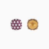 Earring Pair with Round Cut Diamond and Ruby-PGDE0241