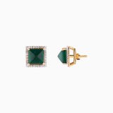 Earring Pair with Round Cut Diamond and Emerald-PGDE0224