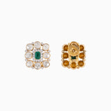 Earring Pair with Round Cut Diamond, Polki Diamond and Emerald Stone-WDN818