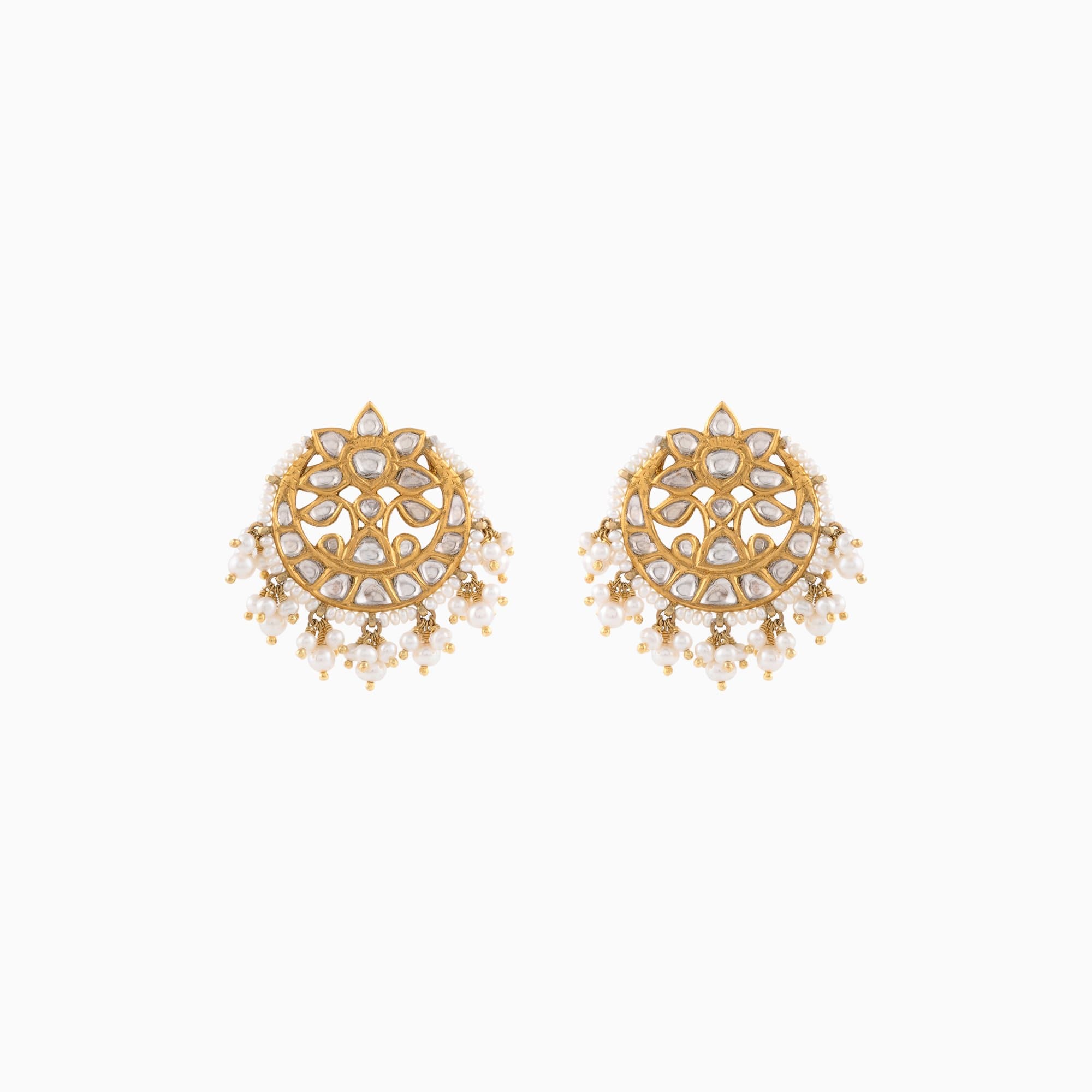 Earring Pair with Polki Diamond and Pearls- KME1862