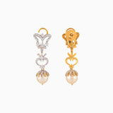 Earring pair with Round Cut Diamond, Begg Cut Diamond, S.S. Pearls with Cap -WDN942