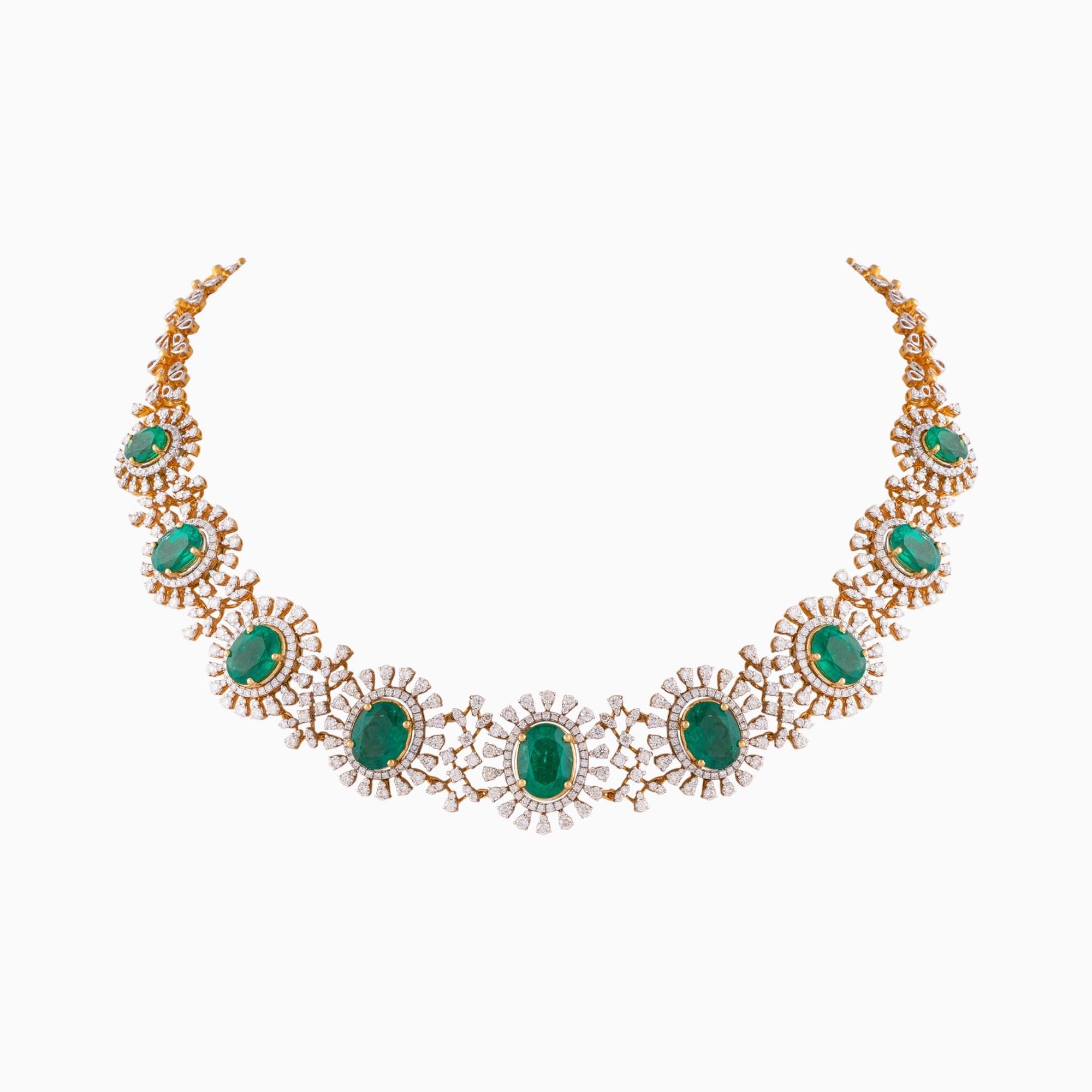 Necklace with Emerald c/st and Round Cut Diamond - PGDN050