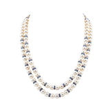 Two line necklace of South sea pearls and blue sapphire beads string STRG262