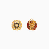 22K Gold Jadau Earring Pair with Black Meena with Uncut Diamond Polki (Handwork Enamel Doposta)- KMNE0808