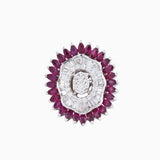 Ring with Round cut Diamond, Begg cut Diamond and Ruby c/st - PGDR072