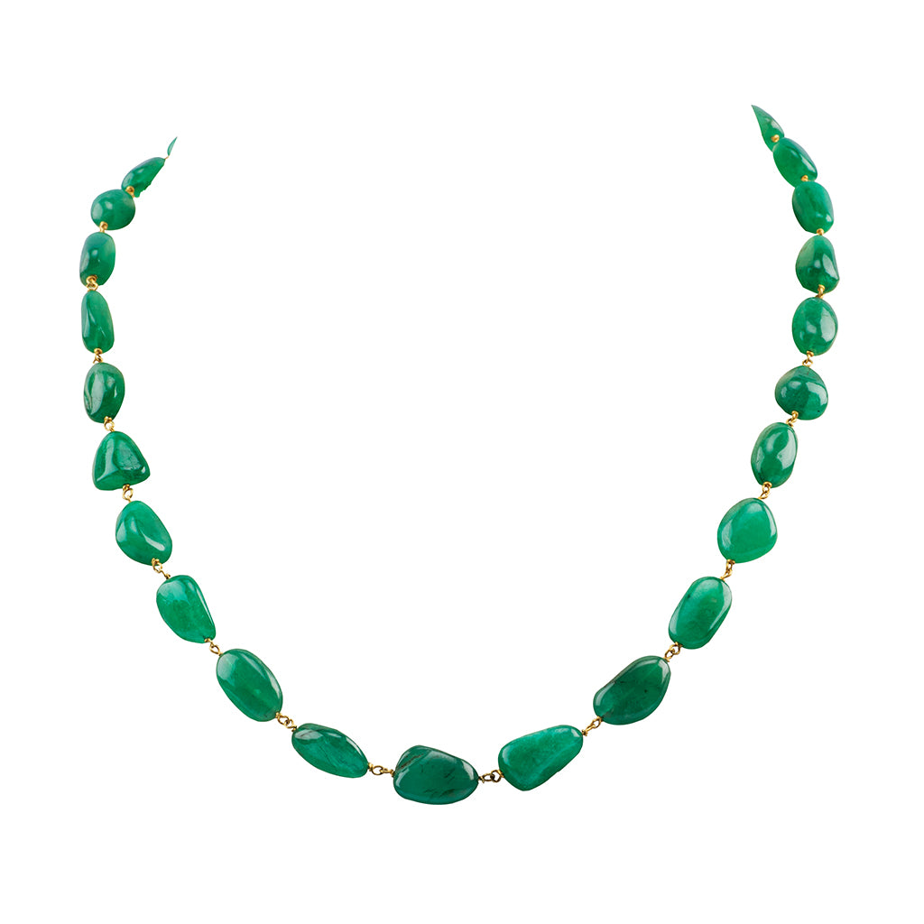 Single line string of emerald maniya in gold wire STRG247 Surana Jewellers of Jaipur