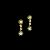 Necklace with 2 line of diamond polki and earring pair in 18k gold with green talf.Introducing our exquisite two line big Polki necklace set, a true statement piece that exudes elegance and sophistication. - KMNE3199
