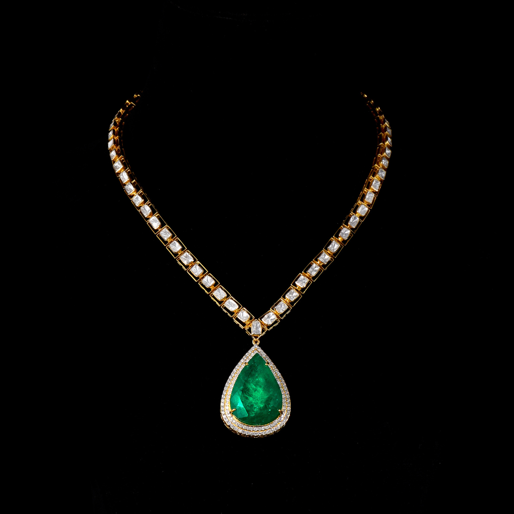 Single on sale emerald necklace