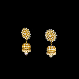 Karnphool eearrings with jhoomki pair in 18k gold and uncut diamond with pearls This Karnphool with Jhoomki pair in Diamond - KME2192