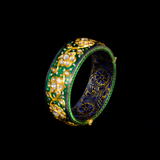 Kada in Green Enameled work in 18k gold  with uncut diamond it's a very intricate and timeless design - KMB0482