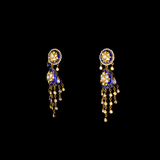 Necklace (hasli) and jhoomki pair in blue meena with 18k gold and  uncut diamonds and pearls , it’s perfect for traditional Indian attire to modern western wear - KMNE2947