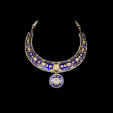 Hasli type necklace and earring pair in 18k gold and diamond polki. - KMNE3171