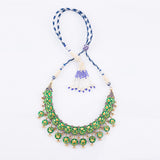 Blue meena necklace with jhoomki pair in Diamond polki and pearls KMNE3031