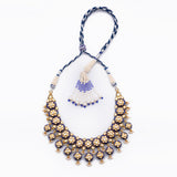 Blue meena necklace with jhoomki pair in Diamond polki and pearls KMNE3031