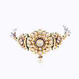 Small blue meena choker with tops pair with Diamond polki and pearls KMNE3030