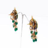 Mini choker with earring pair with Diamond polki and emerald maniya and pearls DESIGN NO KMNE3000