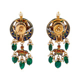 Mini choker with earring pair with Diamond polki and emerald maniya and pearls DESIGN NO KMNE3000