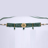 Small choker with earring pair with Diamond polki and emerald  KMNE2999