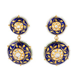 Blue meena flat hasli with earring pair with Diamond polki  KMNE2971