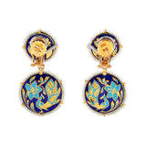 Blue meena flat hasli with earring pair with Diamond polki  KMNE2971