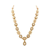 Ekposta necklace with earring pair in partash work with Diamond polki and Diamond round KMNE2944