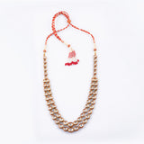 Double line necklace with Diamond polki and Red talf KMNE3006