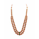 Double line necklace with Diamond polki and Red talf KMNE3006