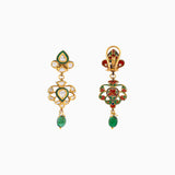 Earring Pair with Uncut Polki Diamond and Emerald Maniya-KMNE2853