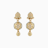 Earring Pair with Uncut Polki Diamond and Cultuted Pearls-KMPE1101
