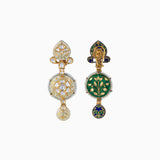 Pendant Yellow Meena with Uncut Polki Diamond, S.S. Pearls and Japanese Pearls-KMPE1101