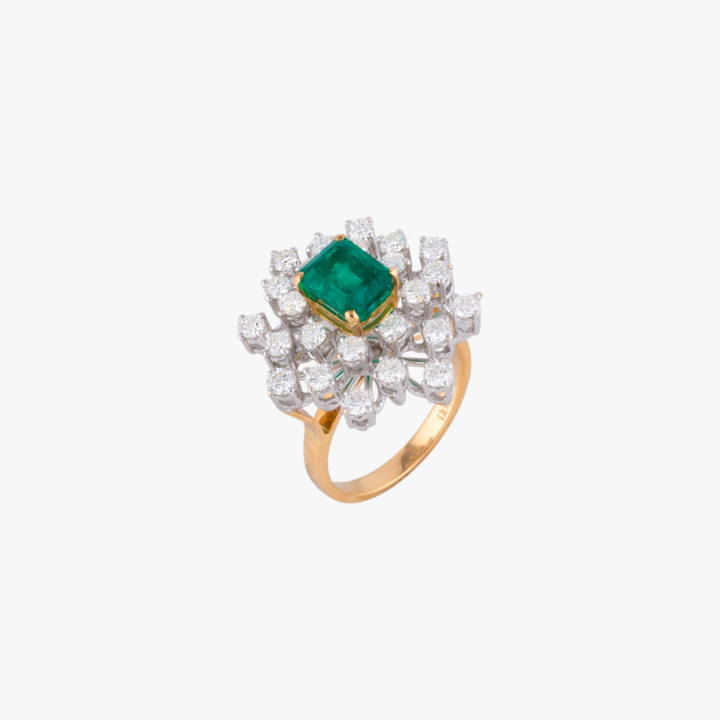 Ring with Octagon Cut Diamond and Round Cut Diamond - PGDR0303