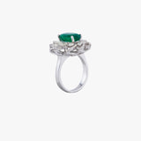 Ring with Oval cut Emerald, Round cut Diamond, Marquise cut Diamond  - PGDR0117