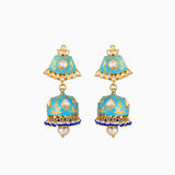 Pendant with Firoza Meena, Uncut Polki Diamond, Japanese Pearls, S.S. Pearls and Sapphire Beads-KMNE2753